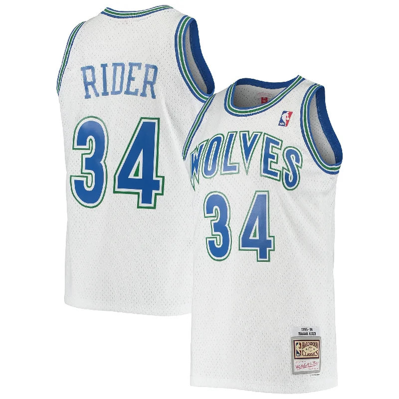 Basketball Jersey For Group Fan Gear-Isaiah Rider Minnesota Timberwolves 1995/96 Hardwood Classics Swingman Basketball Jersey - White