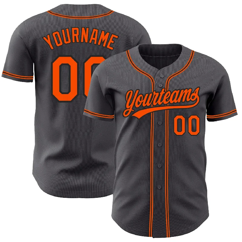 Baseball Jersey For Kids With Custom Designs-Custom Steel Gray Orange-Black Authentic Baseball Jersey