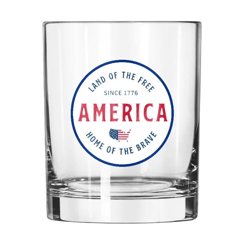 Team Mug For Youth Sports Merchandise-Land of The Free 14oz Rocks Glass