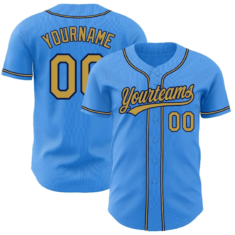 Baseball Jersey For Custom Event Customization-Custom Electric Blue Old Gold-Navy Authentic Baseball Jersey