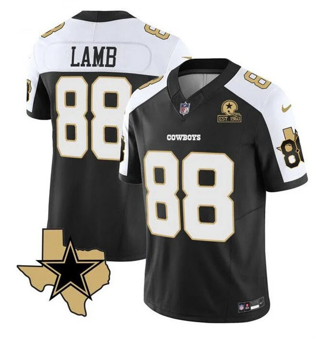 Football Jersey For Special Merchandise Orders-Men's Dallas Cowboys #88 CeeDee Lamb 2023 F.U.S.E. Black/White With Established In 1960 Patch Football Stitched Jersey