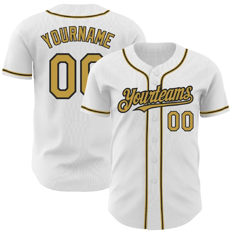 Baseball Jersey For Custom Sports Gear-Custom White Old Gold-Black Authentic Baseball Jersey