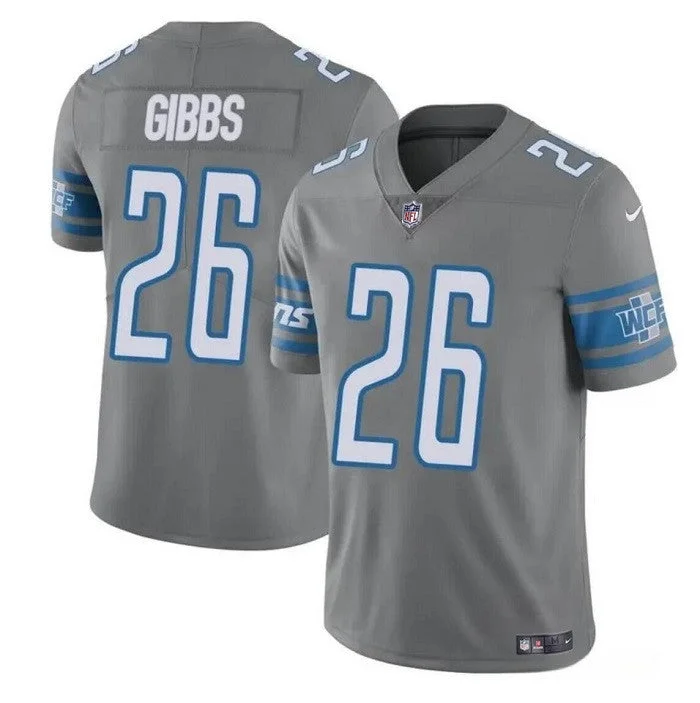 Football Jersey For Customized Fan Recognition-Men's Detroit Lions #26 Jahmyr Gibbs Gray Vapor Untouchable Limited Football Stitched Jersey