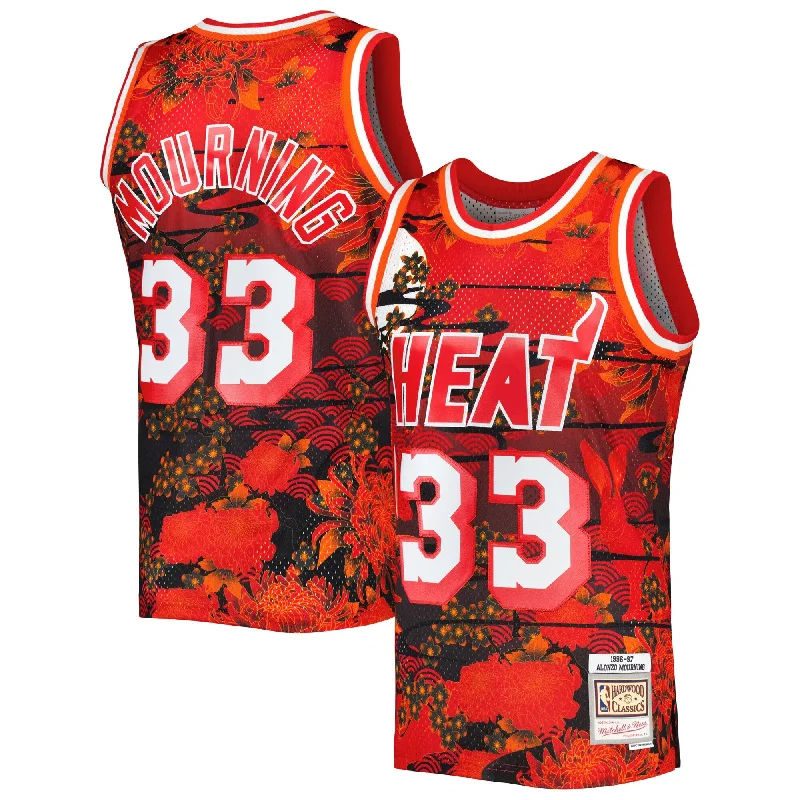 Basketball Jersey For Softball Game Day Customization-Alonzo Mourning Miami Heat 1996/97 Hardwood Classics Lunar New Year Swingman Basketball Jersey - Red