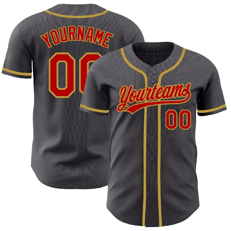 Baseball Jersey For Team Spirit-Custom Steel Gray Red-Old Gold Authentic Baseball Jersey