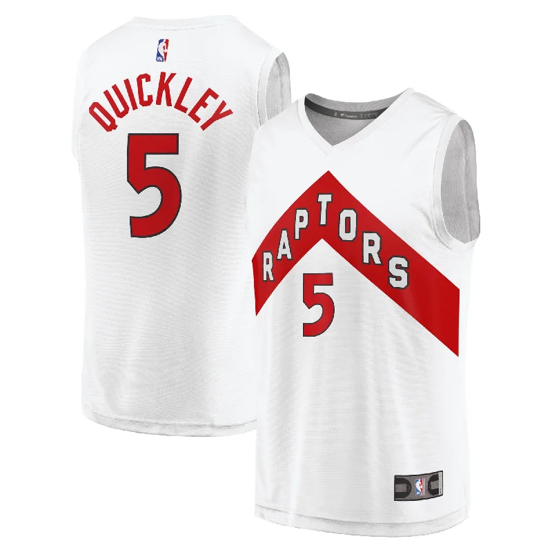 Basketball Jersey For Custom Fan Orders-Immanuel Quickley Toronto Raptors Branded Fast Break Player Basketball Jersey - Association Edition - White