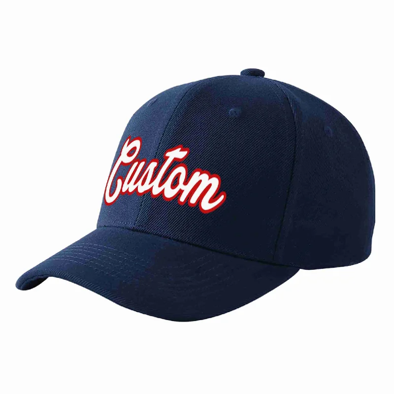 Baseball Cap For Special Limited Edition Orders-Custom Navy White-Red Curved Eaves Sport Baseball Cap Design for Men/Women/Youth