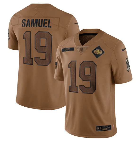 Football Jersey For Family Event Custom Apparel-Men's San Francisco 49ers #19 Deebo Samuel 2023 Brown Salute To Service Limited Football Stitched Jersey