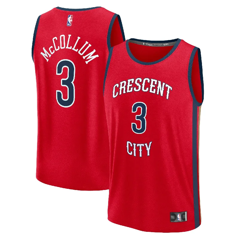 Basketball Jersey For Limited Edition Custom Gear-Cj Mccollum New Orleans Pelicans Branded Fast Break Basketball Jersey - Statement Edition - Red