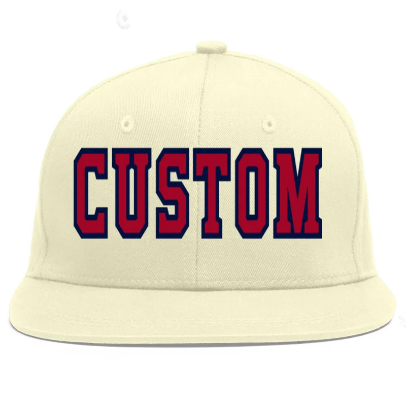 Baseball Cap For Special Edition Orders-Custom Cream Red-Navy Flat Eaves Sport Baseball Cap