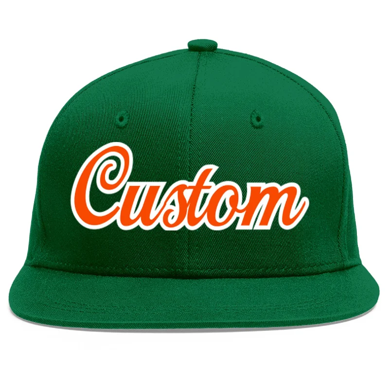 Baseball Cap For Special Occasion Custom Orders-Custom Green Orange-White Flat Eaves Sport Baseball Cap