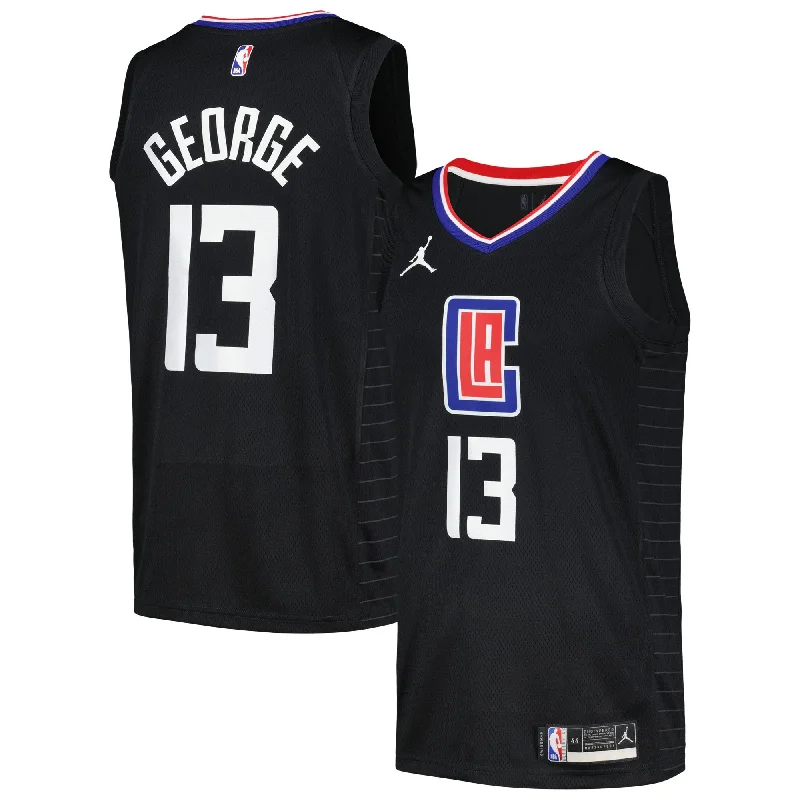 Basketball Jersey For Custom Fabric-Paul George La Clippers Jordan Brand Swingman Player Basketball Jersey - Statement Edition - Black