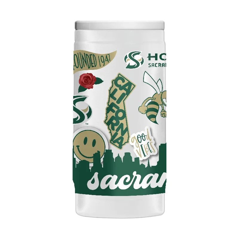 Team Mug For Special Event Customization-Sacramento State 12oz Native Powder Coat Slim Can Coolie