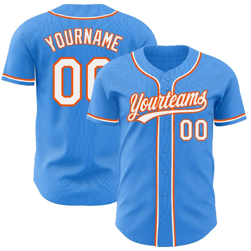 Baseball Jersey For Custom Team Recognition-Custom Electric Blue White-Orange Authentic Baseball Jersey