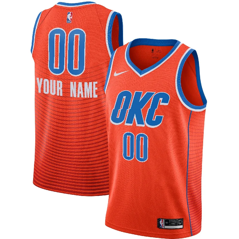 Basketball Jersey For Custom Graphics-Oklahoma City Thunder Jordan Brand Swingman Custom Basketball Jersey - Statement Edition - Orange