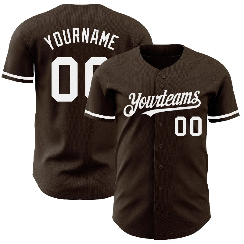 Baseball Jersey For Exclusive Team Gear-Custom Brown White Authentic Baseball Jersey