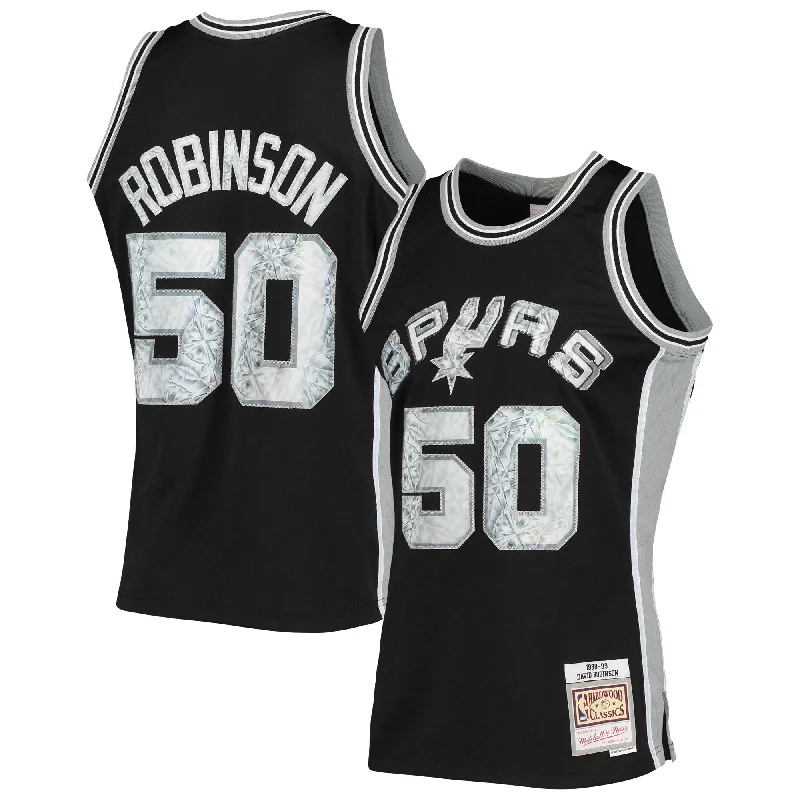 Basketball Jersey For Signature Design-David Robinson San Antonio Spurs 1998/99 Hardwood Classics 75th Anniversary Diamond Swingman Basketball Jersey - Black