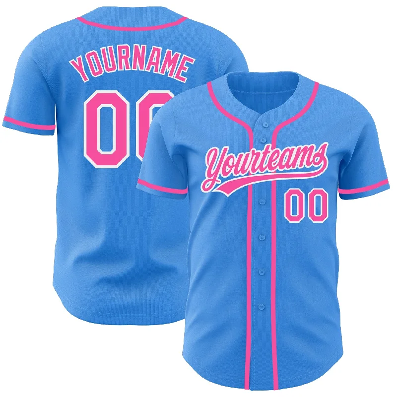 Baseball Jersey For Family Gifts-Custom Electric Blue Pink-White Authentic Baseball Jersey