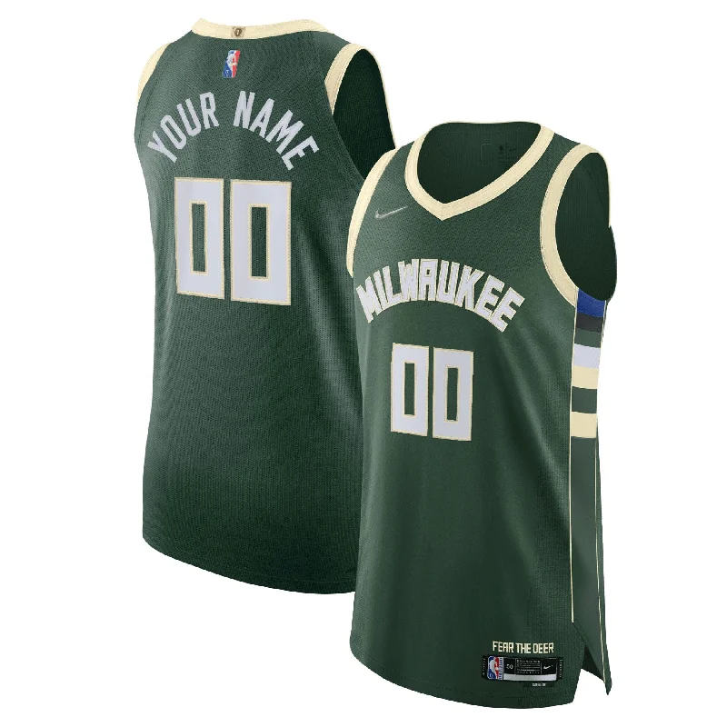 Basketball Jersey For Team Apparel-Milwaukee Bucks 2021/22 Diamond Custom Basketball Jersey - Icon Edition - Hunter Green