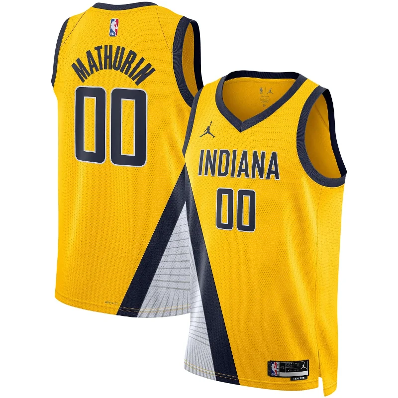 Basketball Jersey For Custom Player Gifts-Bennedict Mathurin Indiana Pacers Jordan Brand Unisex Swingman Basketball Jersey - Statement Edition - Gold