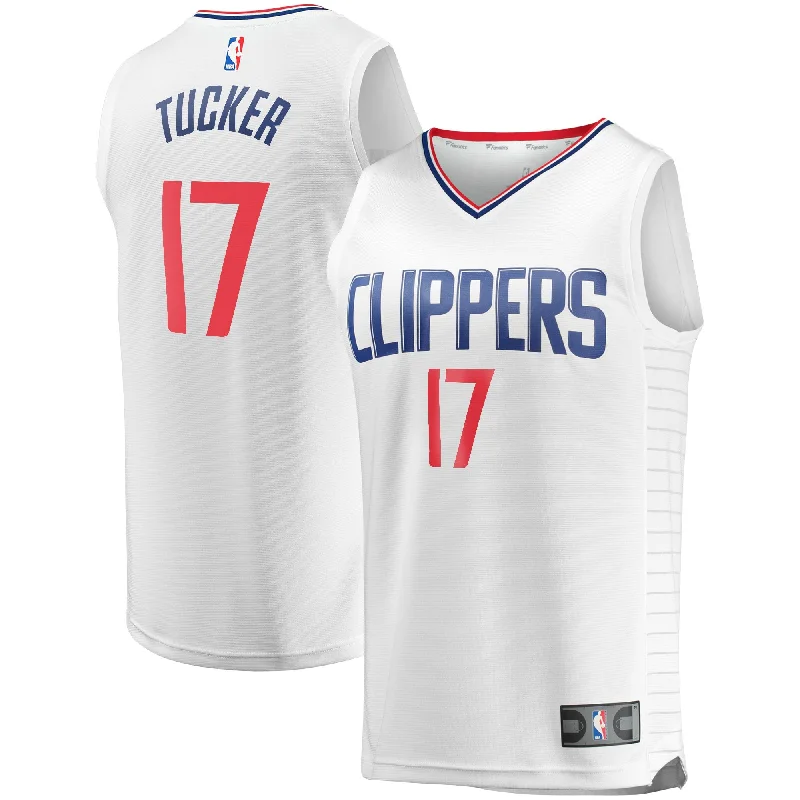 Basketball Jersey With Specialized Sizing-Pj Tucker La Clippers Branded Fast Break Player Basketball Jersey - Association Edition - White