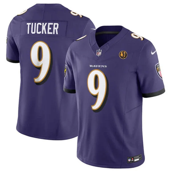 Football Jersey For Youth Team Orders-Men's Baltimore Ravens #9 Justin Tucker Purple 2023 F.U.S.E. With John Madden Patch Vapor Limited Football Stitched Jersey