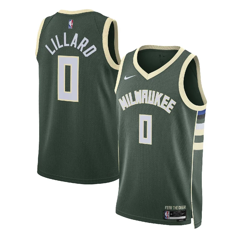 Basketball Jersey For Special Offer Custom Orders-Damian Lillard Milwaukee Bucks Unisex Swingman Basketball Jersey - Icon Edition - Hunter Green