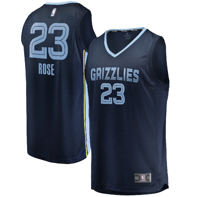 Basketball Jersey For High School Teams-Derrick Rose Memphis Grizzlies Branded Men's Fast Break Player Basketball Jersey - Icon Edition - Navy