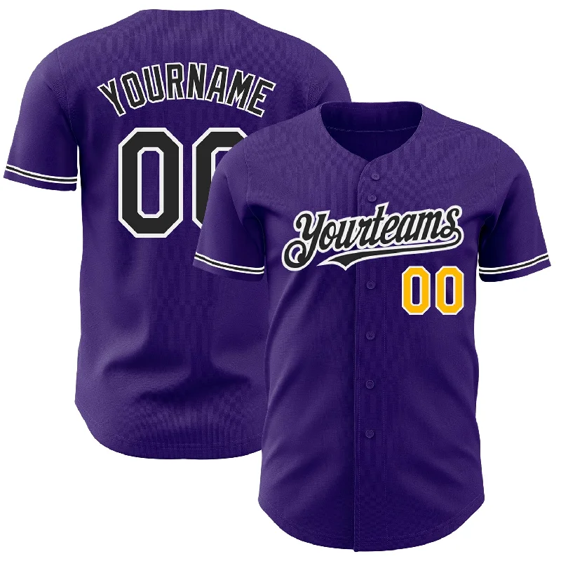 Baseball Jersey For Limited-Time Fan Gear-Custom Purple Black-Gold Authentic Baseball Jersey