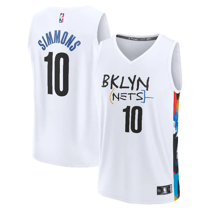 Basketball Jersey For Exclusive School Events-Ben Simmons Brooklyn Nets Branded Fastbreak Basketball Jersey - City Edition - White