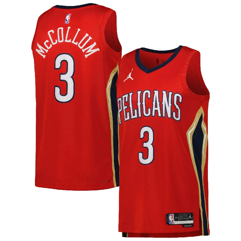 Basketball Jersey For Custom Fabric-Cj Mccollum New Orleans Pelicans Jordan Brand Unisex Swingman Basketball Jersey - Statement Edition - Red