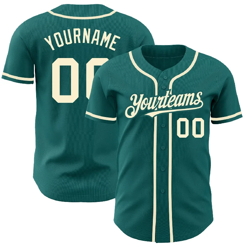 Baseball Jersey For Event Fan Gear Orders-Custom Teal Cream Authentic Baseball Jersey