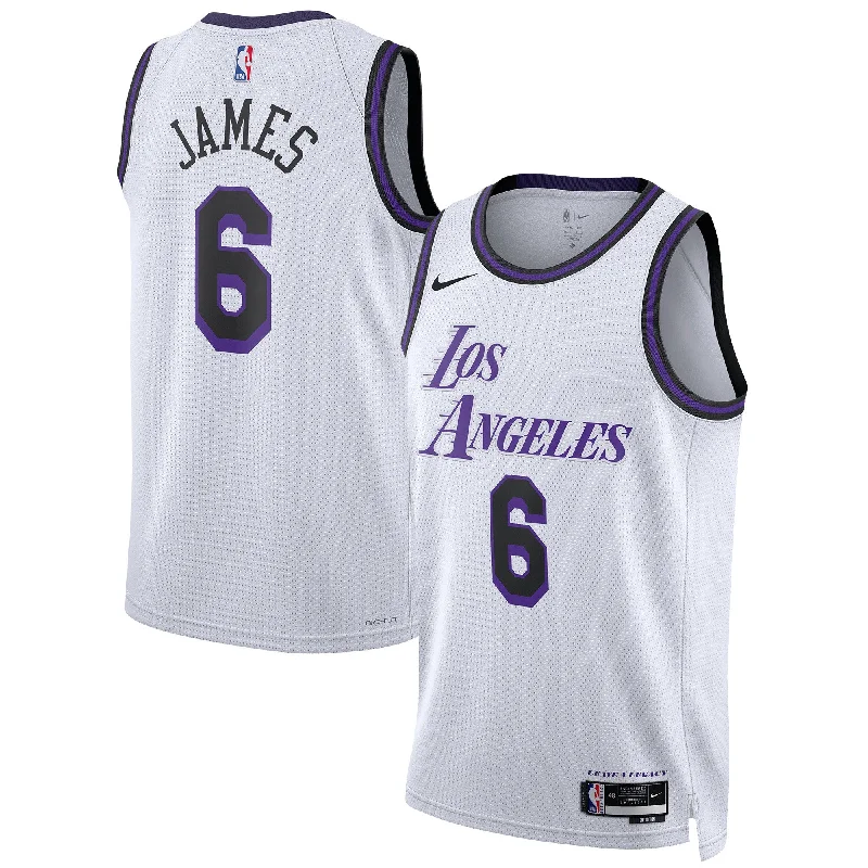 Basketball Jersey With Team Logo-Lebron James Los Angeles Lakers Unisex 2022/23 Swingman Basketball Jersey - City Edition - White