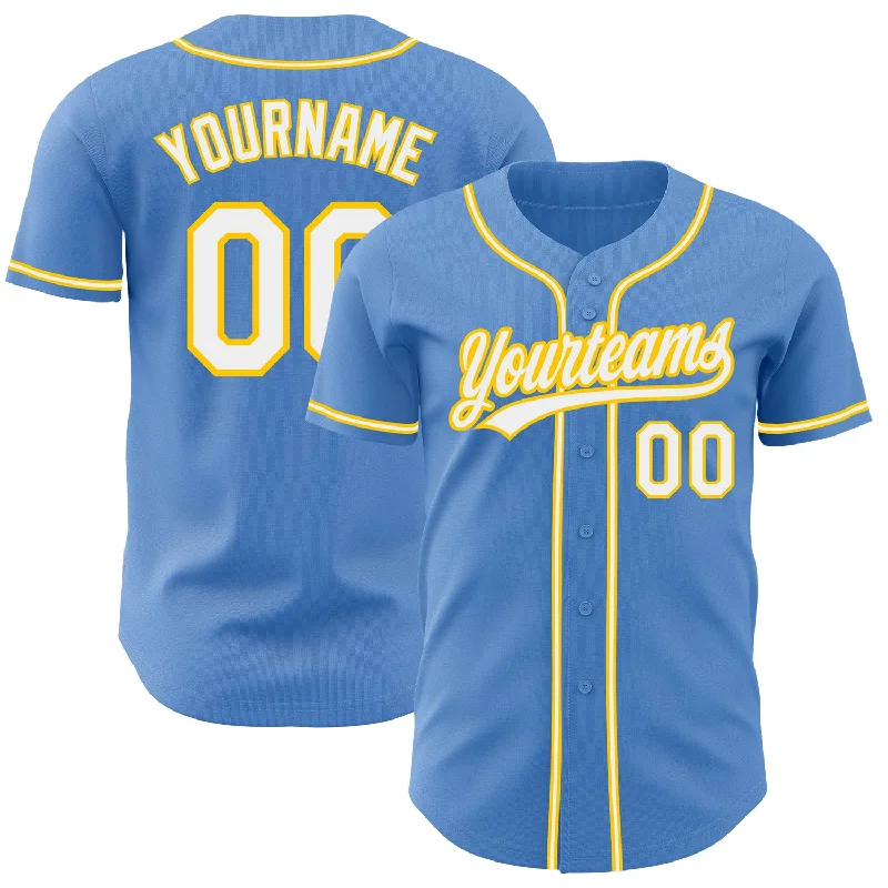 Baseball Jersey For Sale-Custom Powder Blue White-Yellow Authentic Baseball Jersey