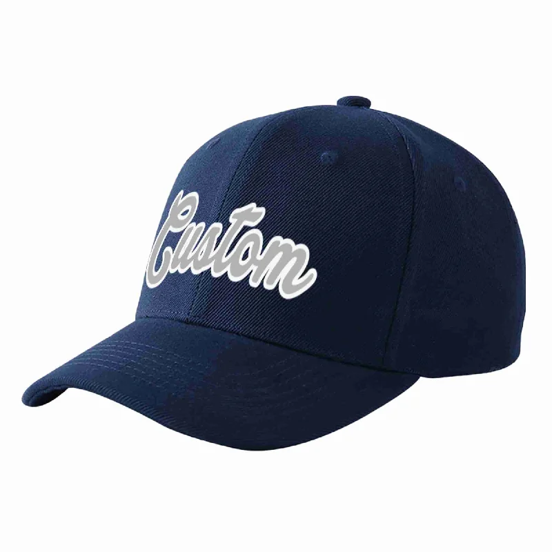 Baseball Cap For Fan Event Customization-Custom Navy Gray-White Curved Eaves Sport Baseball Cap Design for Men/Women/Youth