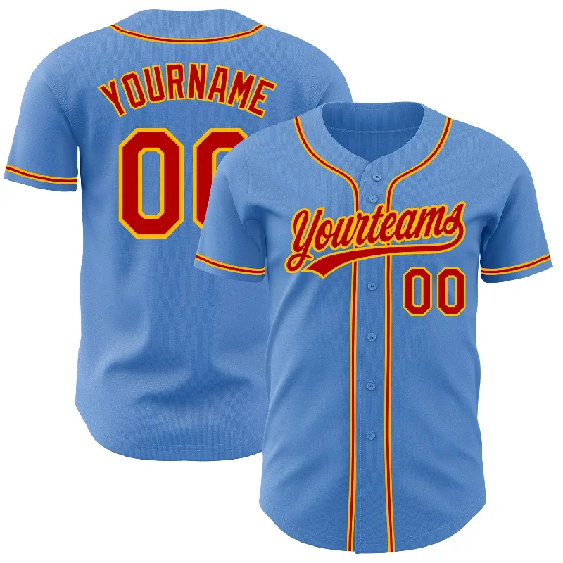 Baseball Jersey For Women-Custom Powder Blue Red-Gold Authentic Baseball Jersey