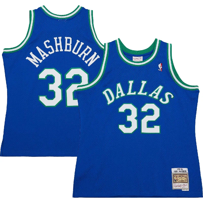 Basketball Jersey For Street Play Custom Gear-Jamal Mashburn Dallas Mavericks 2001/02 Hardwood Classics Swingman Basketball Jersey - Blue