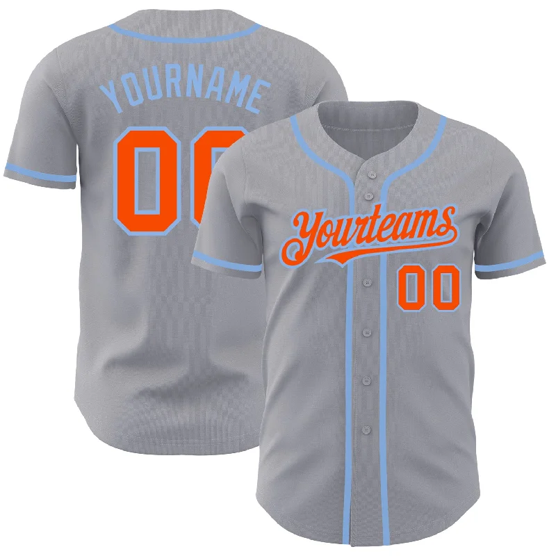 Baseball Jersey For Softball Team Apparel-Custom Gray Orange-Light Blue Authentic Baseball Jersey