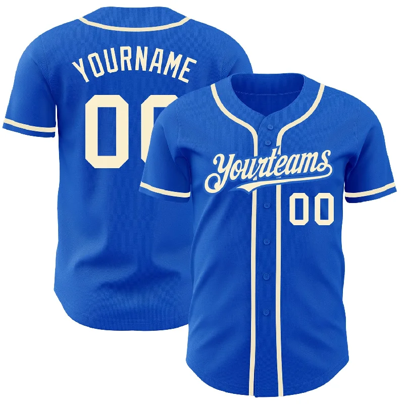 Baseball Jersey For Fans-Custom Thunder Blue Cream Authentic Baseball Jersey