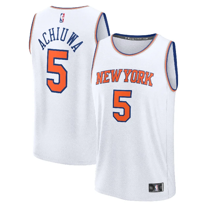 Basketball Jersey For High-Quality Fan Merchandise-Precious Achiuwa New York Knicks Branded Fast Break Player Basketball Jersey - Association Edition - White