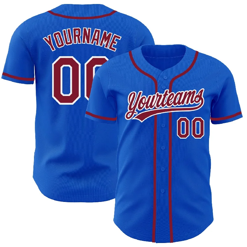 Baseball Jersey With Embroidered Logo-Custom Thunder Blue Crimson-White Authentic Baseball Jersey