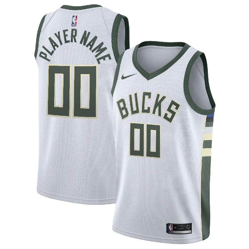 Basketball Jersey For Game Day-Milwaukee Bucks 2020/21 Swingman Custom Basketball Jersey - Association Edition - White