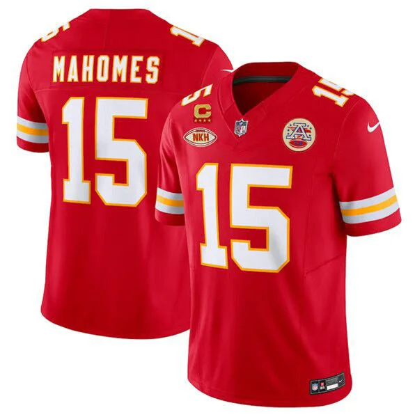 Football Jersey For School Team Apparel-Men’s Kansas City Chiefs #15 Patrick Mahomes Red 2024 F.U.S.E. With "NKH" Patch And 4-star C Patch Vapor Untouchable Limited Football Stitched Jersey