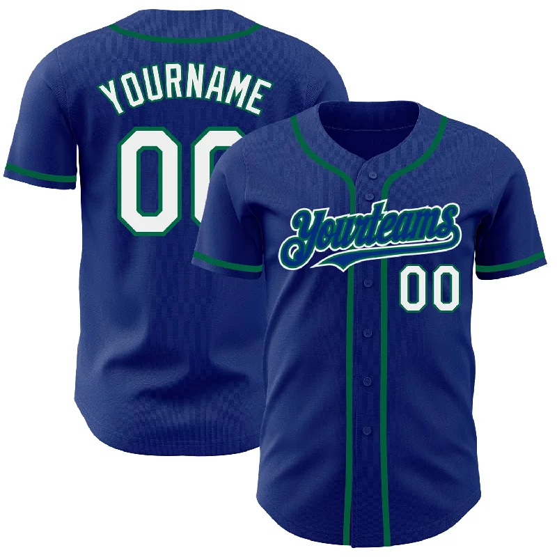 Baseball Jersey For High-Quality Sports Merchandise-Custom Royal White-Kelly Green Authentic Baseball Jersey