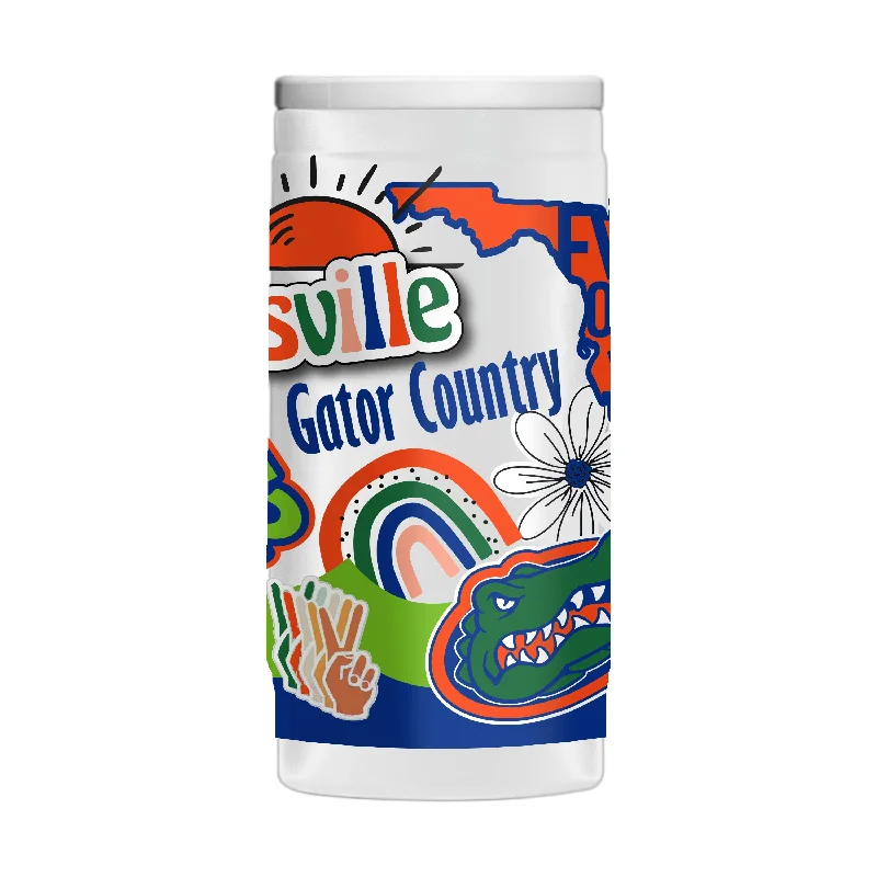 Team Mug For Personalized School Spirit Gear-Florida 12oz Native Powder Coat Slim Can Coolie