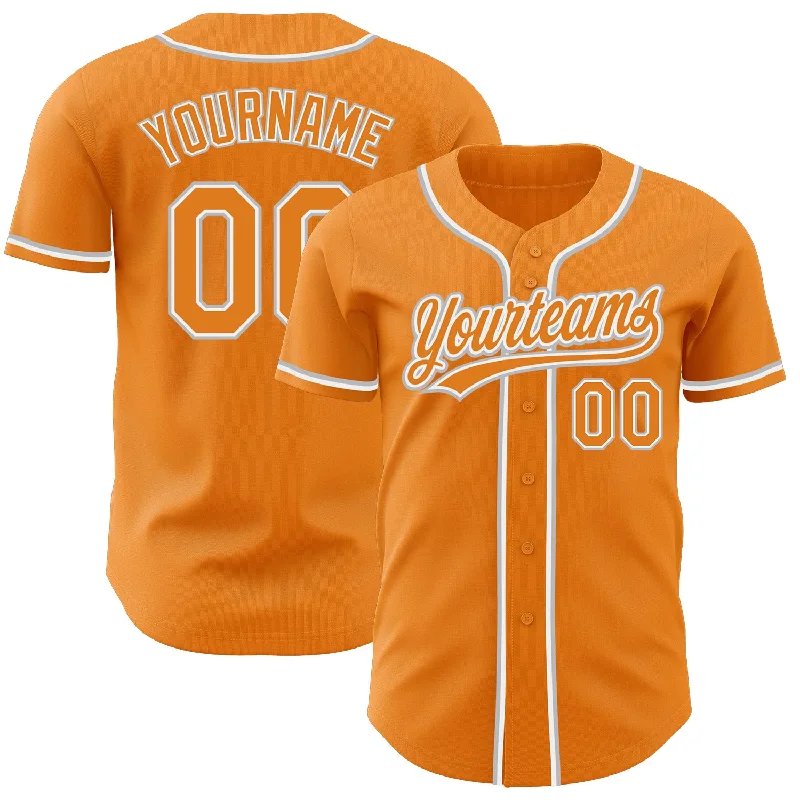 Baseball Jersey For Tournament Fan Apparel-Custom Bay Orange White-Gray Authentic Baseball Jersey