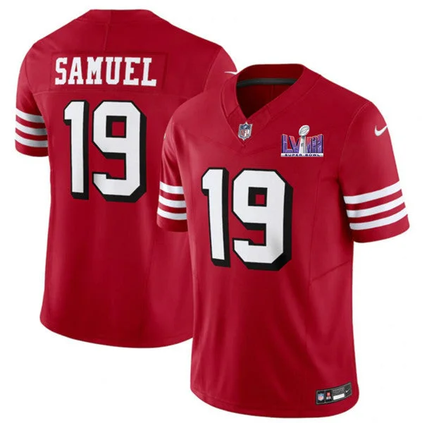 Football Jersey For Street Ball Players-Men's San Francisco 49ers #19 Deebo Samuel New Red 2024 F.U.S.E. Super Bowl LVIII Patch Vapor Untouchable Limited Football Stitched Jersey