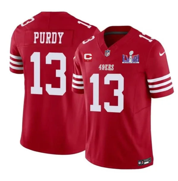 Football Jersey For Special Edition Custom Orders-Men's San Francisco 49ers #13 Brock Purdy Red 2024 F.U.S.E. Super Bowl LVIII Patch And 1-star C Patch Vapor Untouchable Limited Football Stitched Jersey