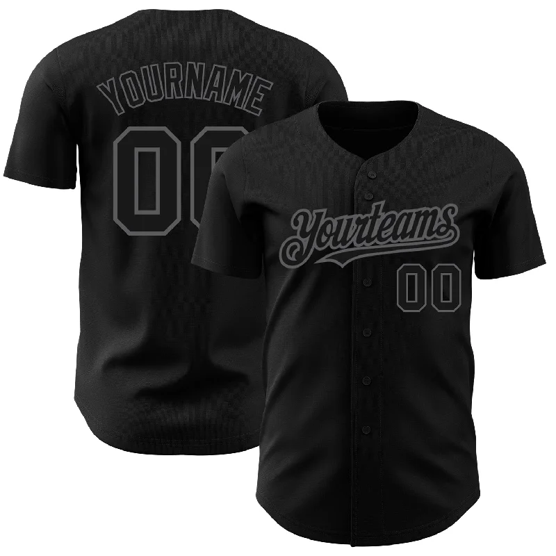 Baseball Jersey For Professional Team Fan Gear-Custom Black Steel Gray Authentic Baseball Jersey