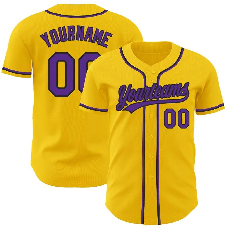 Baseball Jersey For Team Apparel-Custom Yellow Purple-Black Authentic Baseball Jersey